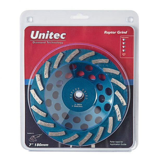 UNITEC 180MM DIAMOND GRINDING CUP SPIRAL