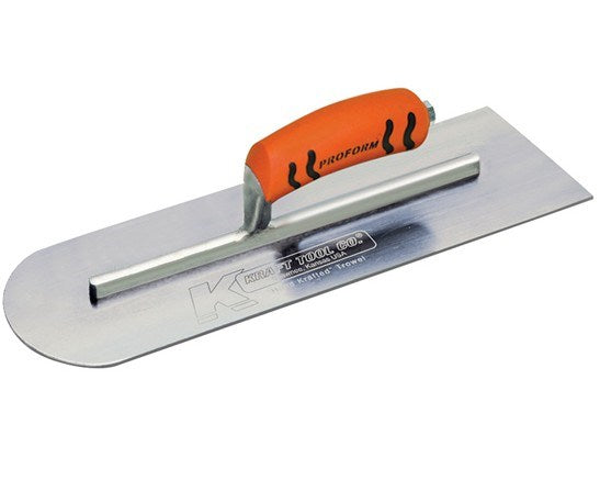 18" x 4" Round Front/Square Back Carbon Steel Cement Trowel with ProForm® Handle