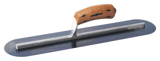 Elite Series Five Star™ 18" x 4" Blue Steel Pool Trowel with Cork Handle on a 15-5/8" Long Shank